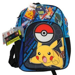 Pokemon Pikachu Backpack Kids 17-Inch Flashing Lights Trading Card Pack Bioworld